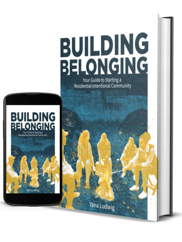 Building Belonging book cover and mobile version for intentional community guide.