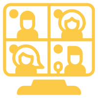 Online community meeting with diverse participants on a video call.