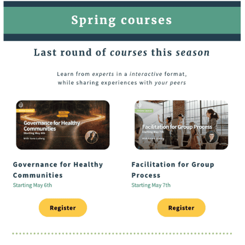 Spring courses for community building and group facilitation at Foundation for Intentional Community.