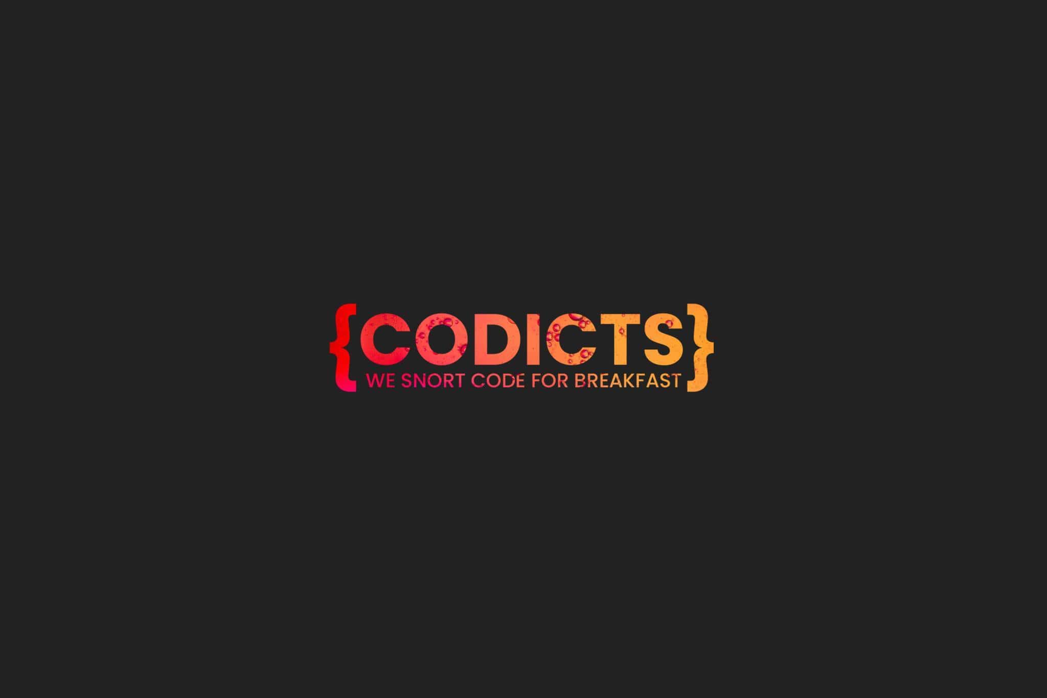 Coding for breakfast logo with the phrase 'We snort code for breakfast'.