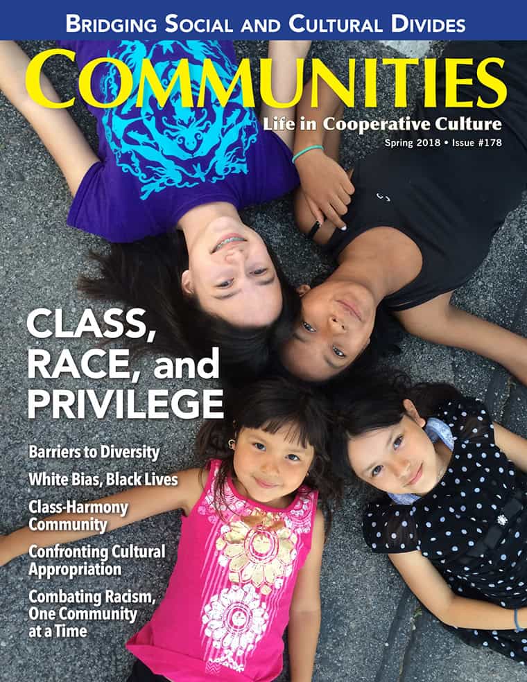 Cover of Communities magazine Spring 2018 issue featuring diverse children lying on the ground.