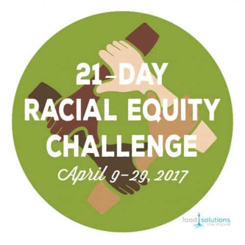 21-Day Racial Equity Challenge event logo from April 9-29, 2017.