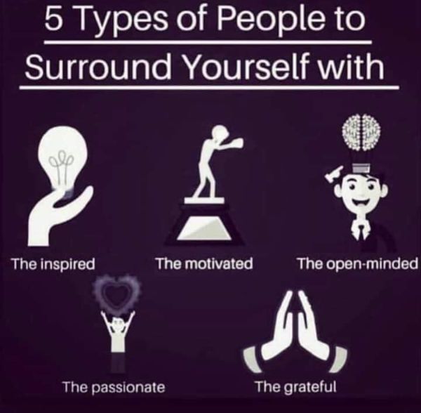Five types of people to surround yourself with infographic.