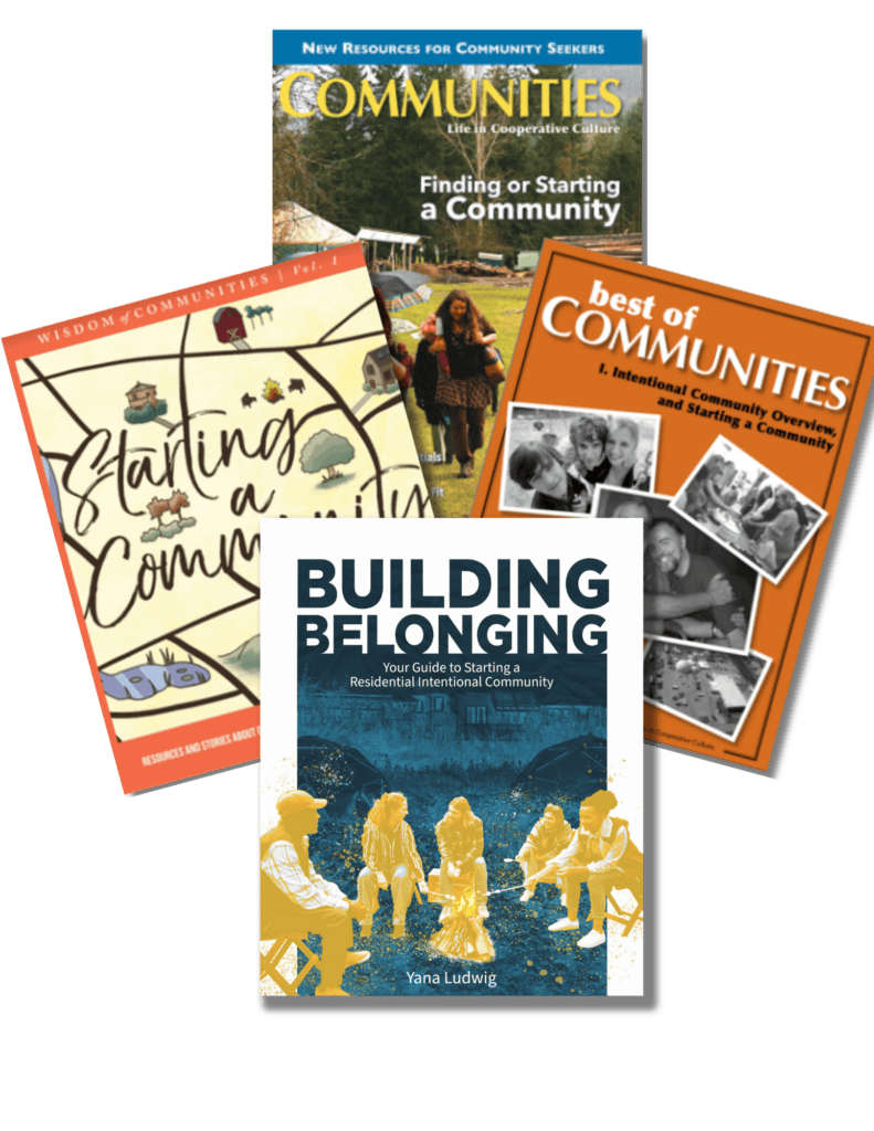 Collection of books on intentional communities and building residential communities.