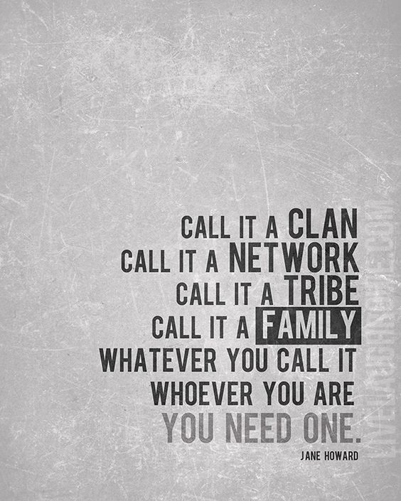 Inspirational quote about community and family by Jane Howard on a textured gray background.