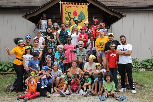 Group photo of diverse community members at Romero House for Intentional Community.
