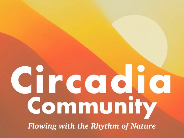 Circadia Community logo with vibrant sunset background and sun graphic.