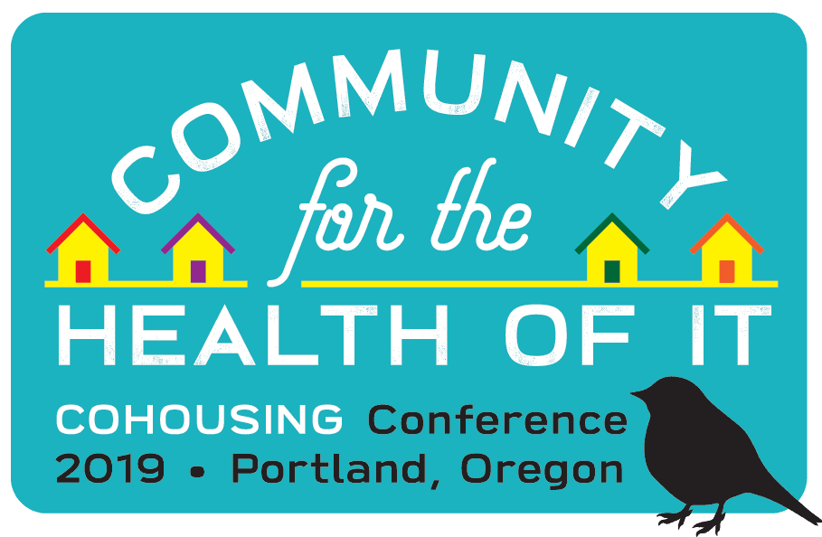 Community for the health of it logo with colorful houses and a bird.