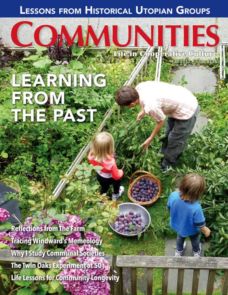 Family gardening in a community farm for sustainable living and learning.