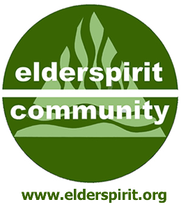 ElderSpirit Community logo with green leaf and water design.