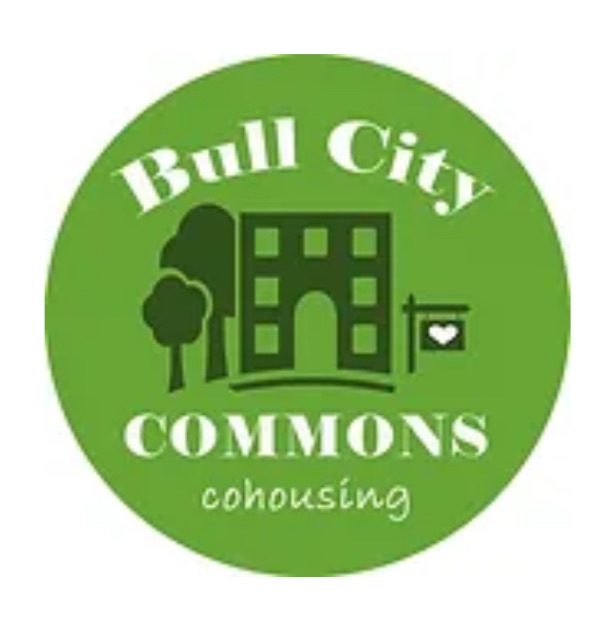 Bull City Commons cohousing logo with green background and community symbols.