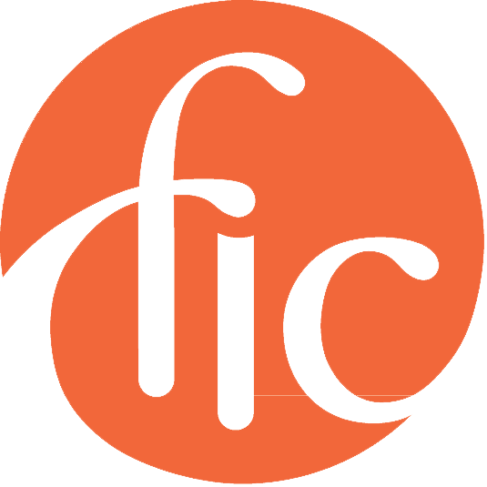 Foundation for Intentional Community logo with orange background and black text.