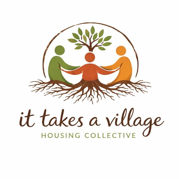 Logo for It Takes a Village Housing Collective with interconnected figures and tree.