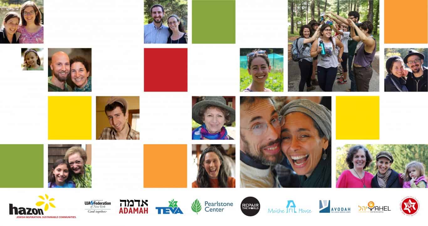 Diverse group of people enjoying outdoor community event in a forest setting.