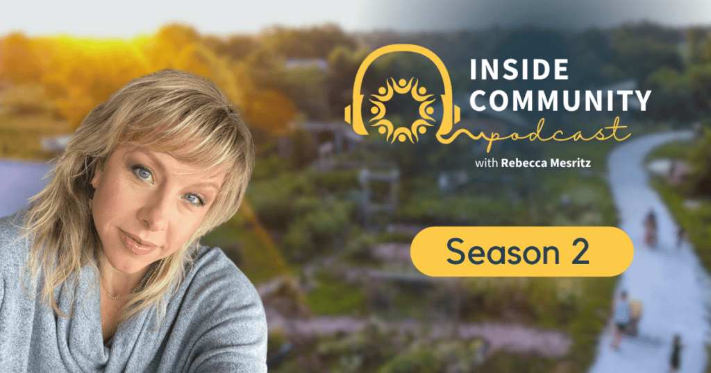 Inside Community podcast season 2 promotional image with Rebecca Mesritz.