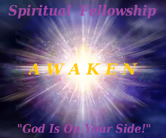 Bright radiant light with the word 'AWAKEN' in yellow text and spiritual theme.
