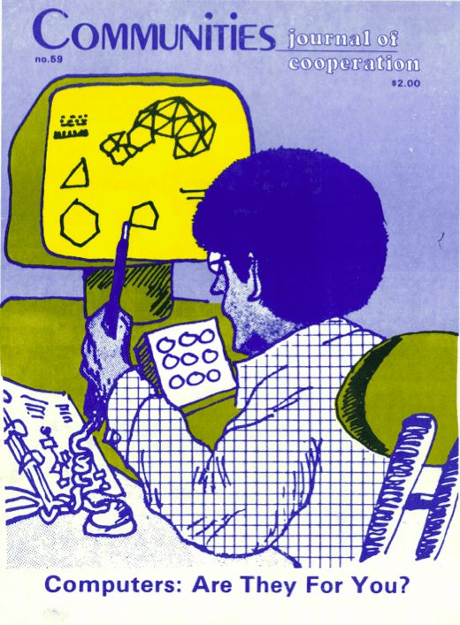 Vintage magazine cover featuring a person using early computer technology.