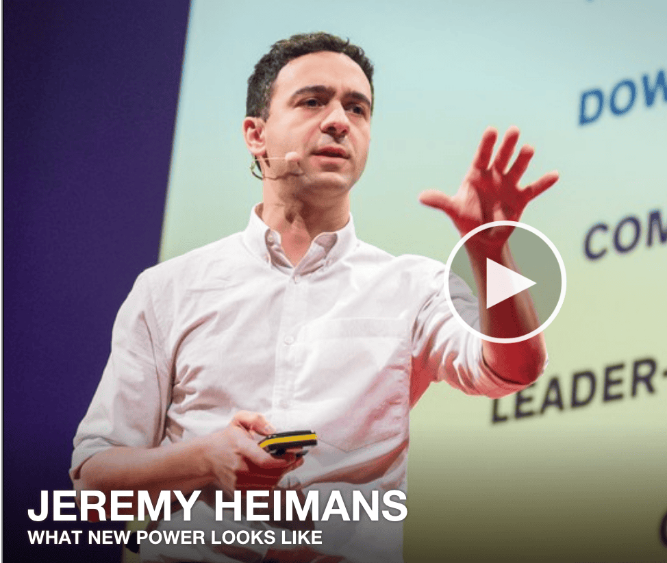 Jeremy Heimans speaking at a conference about new power dynamics.
