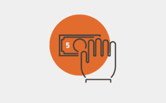 Illustration of hand holding a dollar bill with a coin in the background.