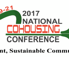 2017 National Cohousing Conference logo with event details and dates.
