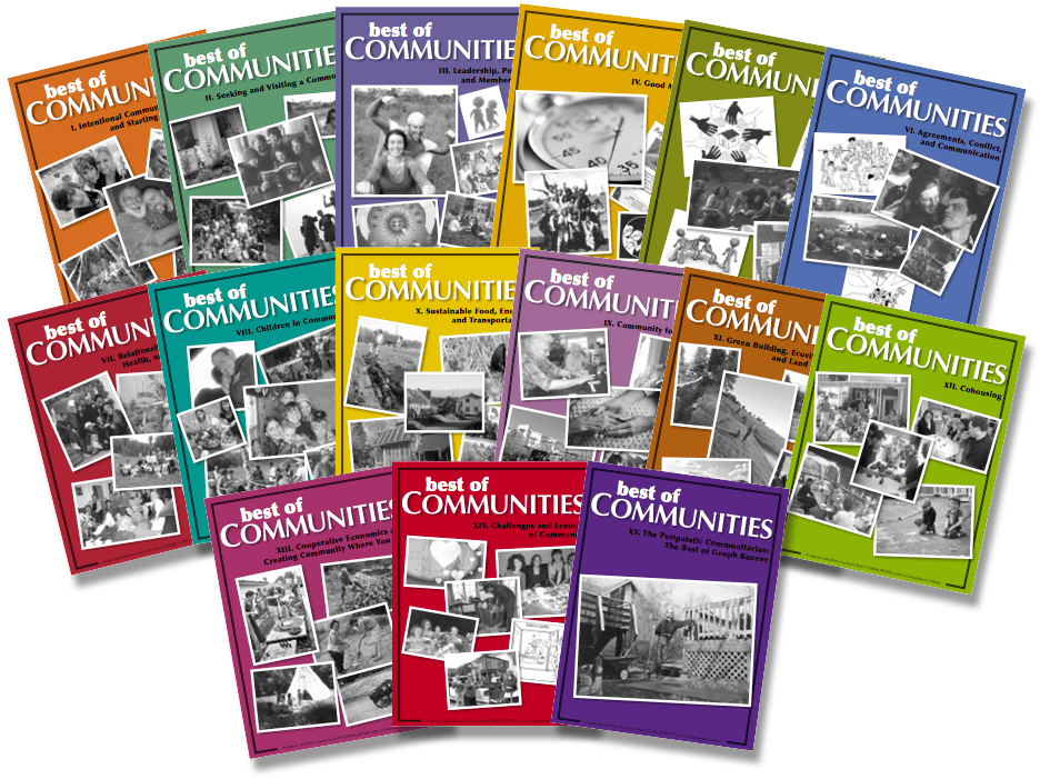 Collection of 'Best of Communities' magazine covers in various colors.