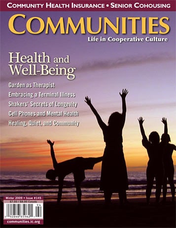 Cover of Communities Magazine Winter 2009 issue on health and well-being in intentional communities.