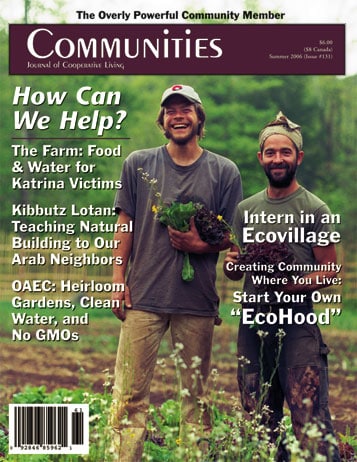 Two men smiling in a garden holding plants, eco-friendly community farming.