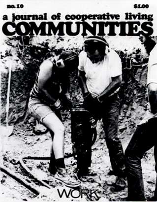 Two people working together outdoors, digging in the soil for community project.