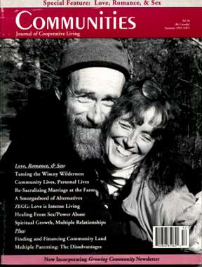 Cover of Communities Magazine Summer 1995 featuring a smiling couple in outdoor setting.