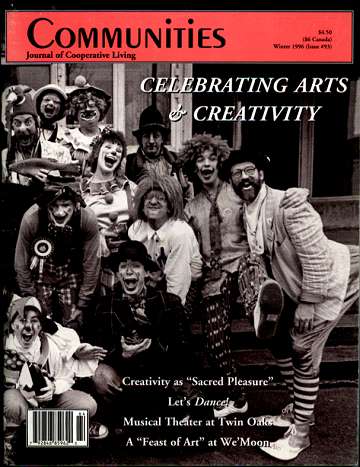 Cover of Communities magazine featuring arts and creativity celebration in 1996.