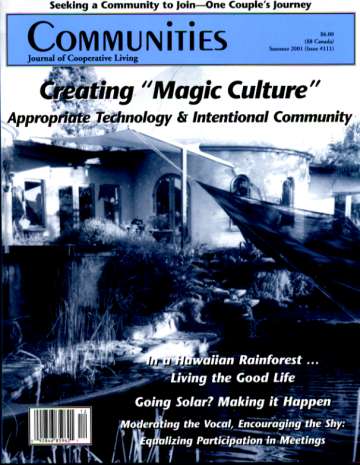 Cover of Communities Magazine #111 featuring creating magic culture and intentional community themes.