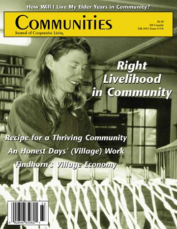 Cover of Communities magazine featuring a woman in a community setting.