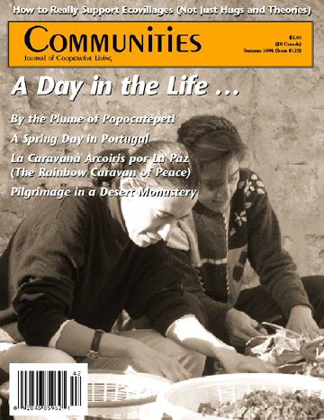 Cover of Communities magazine featuring people engaged in community activities.