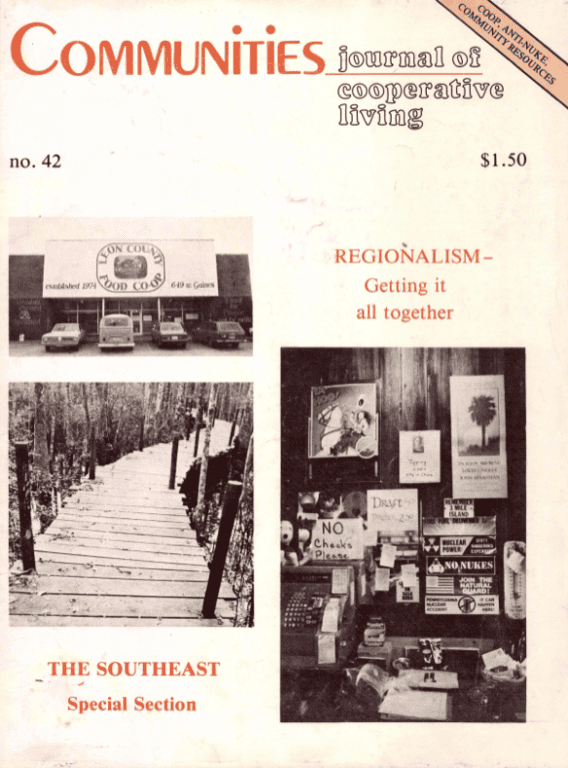 Cover of Communities magazine issue 42 from February 1980 focusing on regionalism.