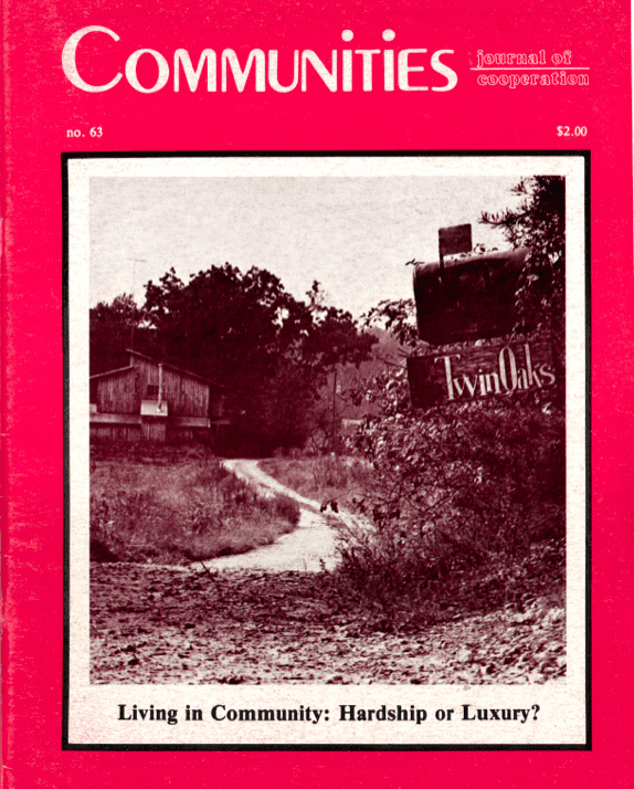 Cover of Communities magazine Summer 1984 featuring Twin Oaks community.