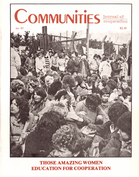 Crowd of women and children at Greenham Women's Peace Camp, 1984.