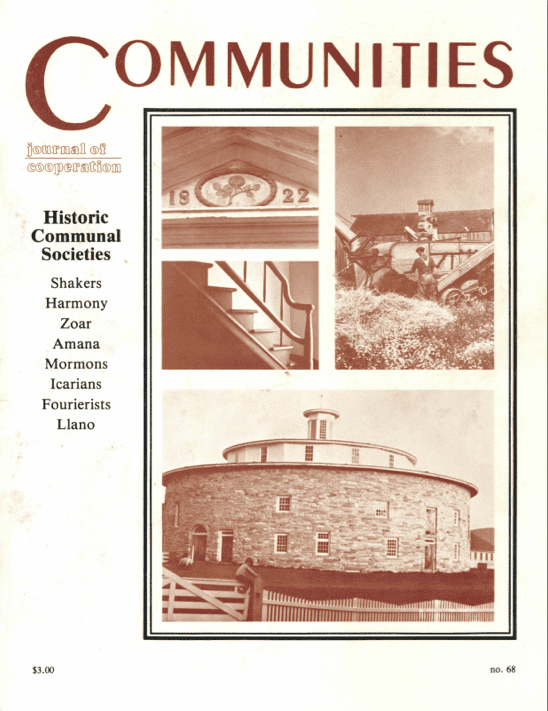 Cover of Communities Magazine Fall 1985 featuring historic communal societies.