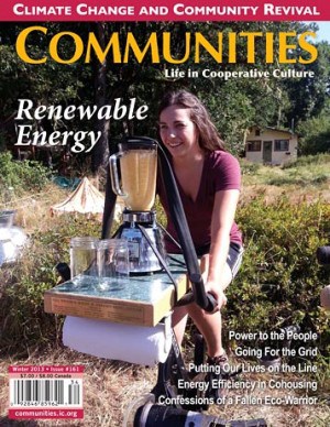 Young woman operating a solar-powered blender outdoors for renewable energy demonstration.