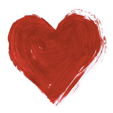 Red painted heart symbol representing love and compassion.