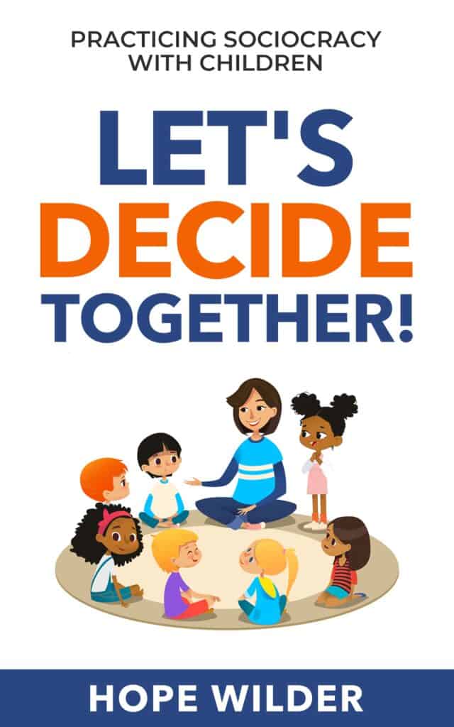 Children and adult engaging in decision-making activity for social community.