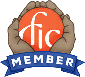 Foundation for Intentional Community logo with hands holding a red circle.