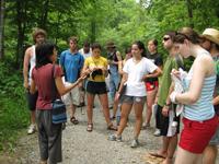 Group of diverse people participating in an outdoor community activity.