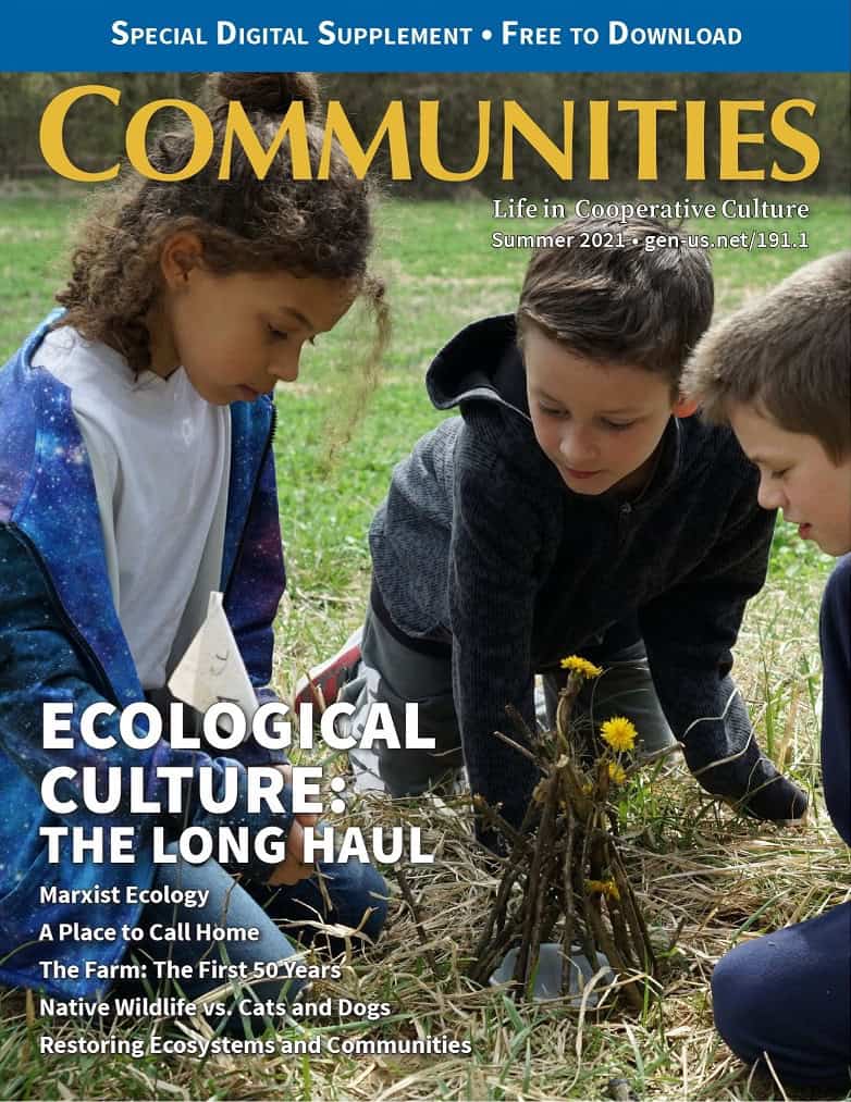 Children planting trees outdoors for ecological culture and community sustainability.