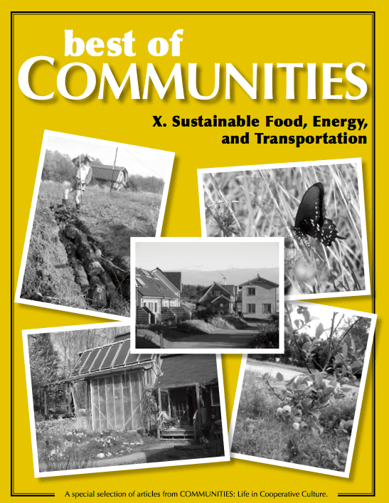 Cover of 'Best of Communities' magazine focusing on sustainable food, energy, and transportation.