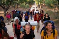 Group of diverse people participating in community outdoor event.