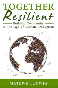 Book cover for 'Together Resilient' on climate disruption and community building.