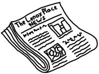 Illustration of a newspaper with headlines and images about intentional communities.