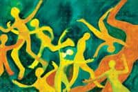 Colorful abstract artwork representing community and connection.