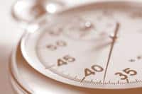 Close-up of a stopwatch showing 45 seconds, symbolizing time management.