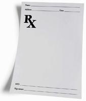 Prescription pad with 'Rx' symbol for mental health treatment.